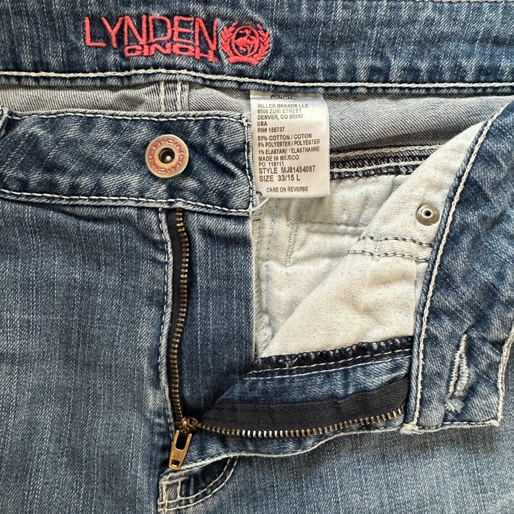 Cinch Lynden Jeans Womens 33/15 Bootcut Denim Light Wash Country Farm Workwear - Picture 3 of 7